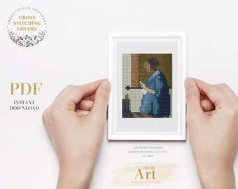Mini painting cross stitch pattern, modern art embroidery, PDF Instant Download, home decor