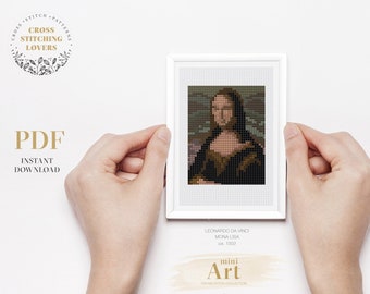 Mini ART cross stitch pattern, Famous painting embroidery, PDF Instant Download, Easy