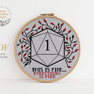 This Is Fine - padrão de ponto cruz, gráfico PDF para download instantâneo