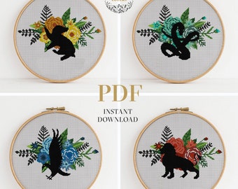 House crest Cross stitch pattern, HP fan art, PDF Instant Download, cross-stitch bundle, embroidery pattern, personal gift idea