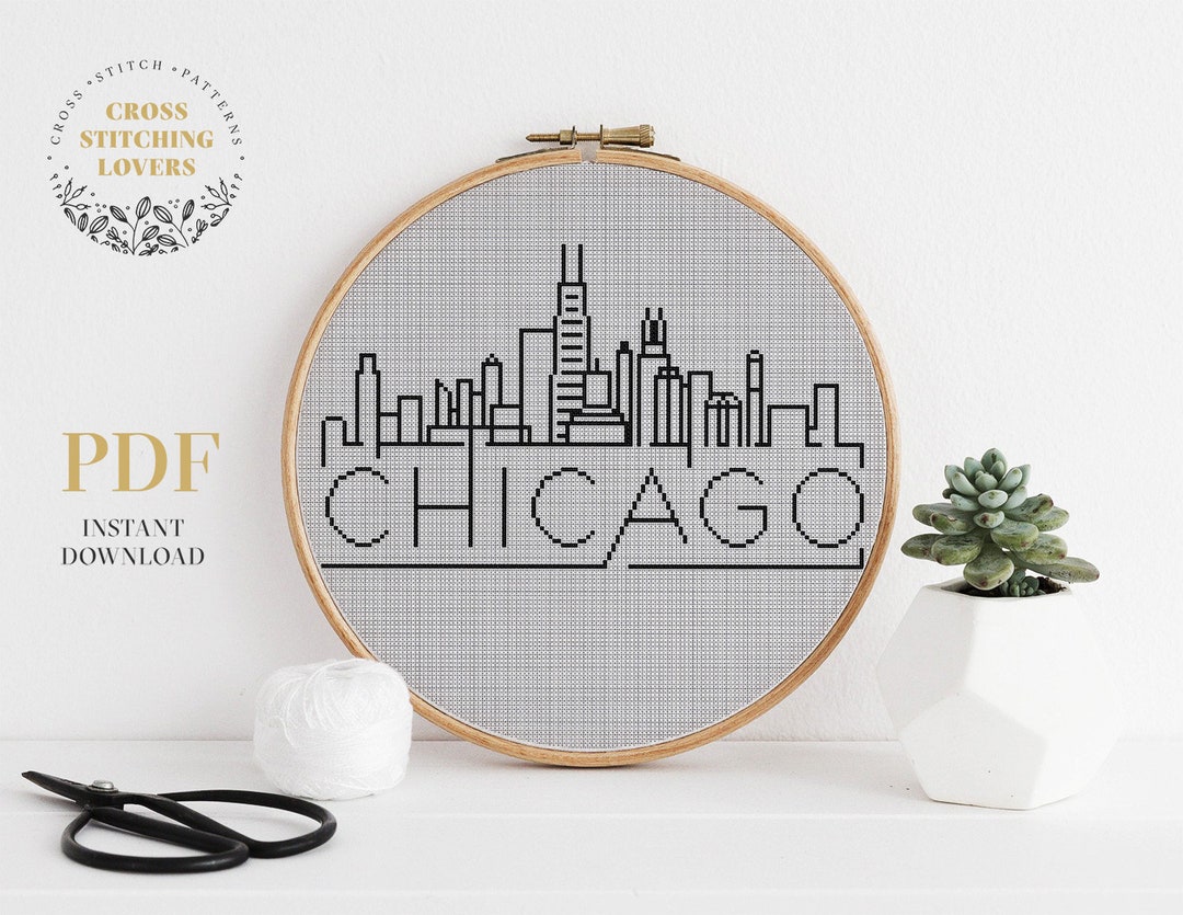 Chicago Skyline Cross Stitch Pattern, Easy Counted Cross Stitch Chart ...