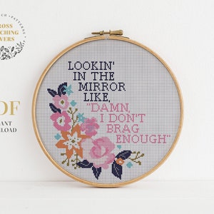 PDF Cross Stitch Pattern, Flower embroidery, digital PDF instant download, home decor