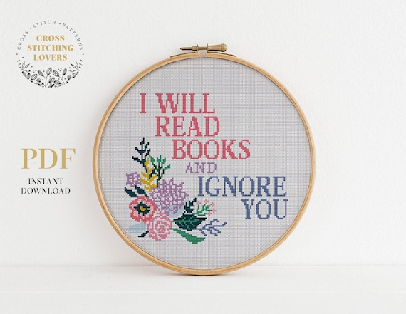 Books With Flowers Counted Cross Stitch Pattern, Modern Hand Embroidery  Design, Digital Cross Stitch Chart 