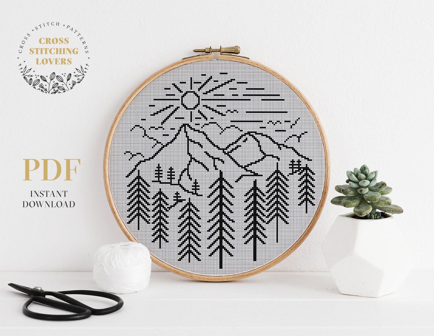 Mountain Landscape Cross Stitch Pattern Easy Embroidery - Etsy