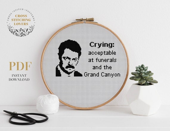 Funny Cross Stitch Pattern Ron Swanson Quote Funny Ironic Etsy
