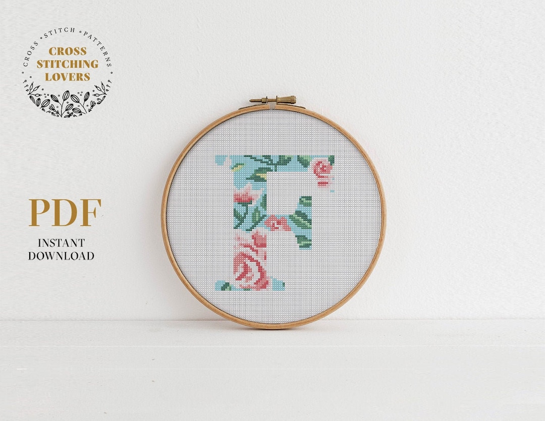 Monogram Letter Cross Stitch Pattern Alphabet Embroidery Etsy