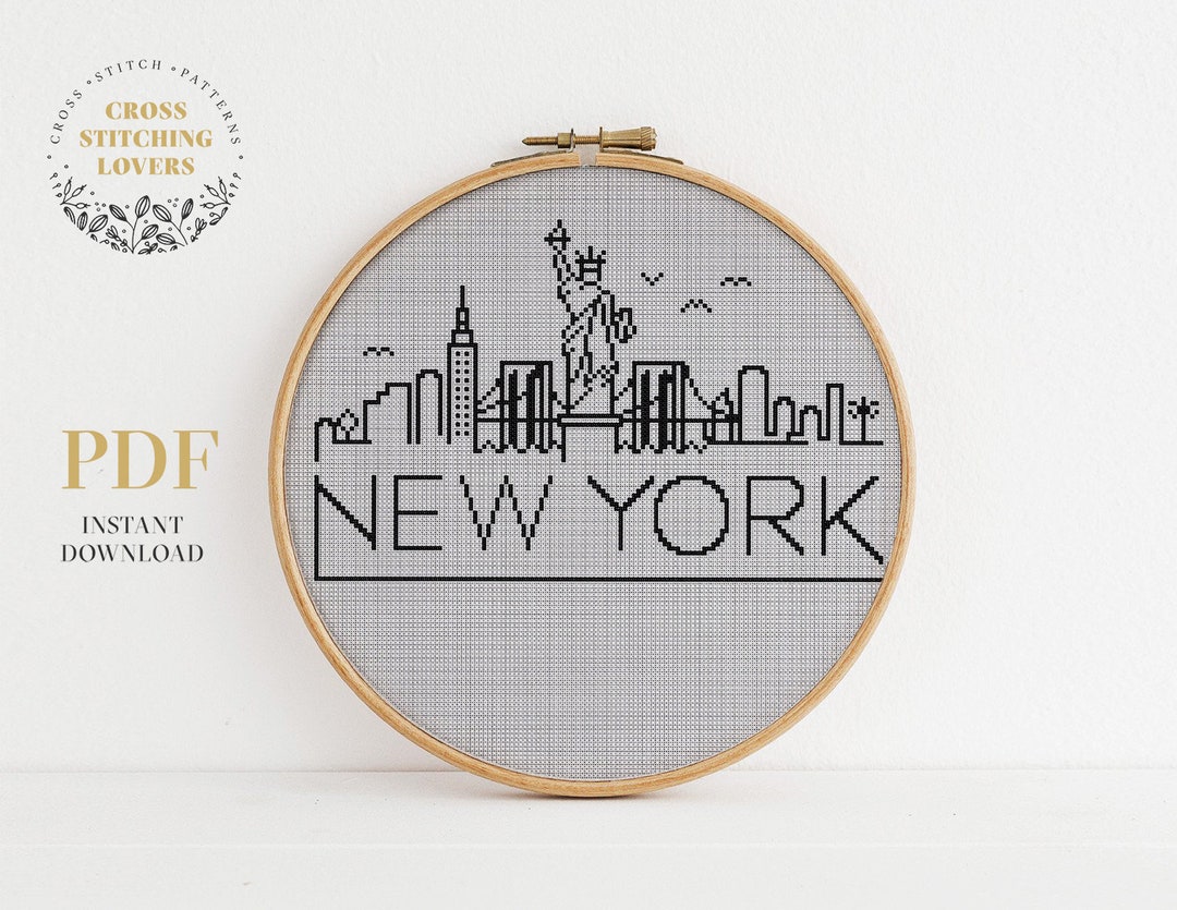 City Skyline Counted Cross Stitch Pattern, New York City, Easy ...