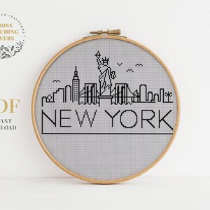City Skyline Counted Cross Stitch Pattern, New York City, Easy ...
