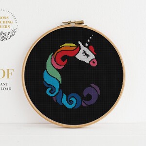 Patrón de punto de cruz con letra C, divertido diseño de bordado del alfabeto de unicornio, descarga instantánea digital en PDF, decoración del hogar en la pared