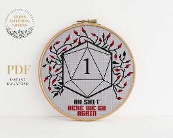 Dice Cross Stitch pattern, Magic theme, embroidery PDF chart