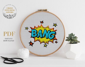 Colorful modern cross stitch pattern, funny embroidery design, DIY home decoration, cute hoop art instant download PDF xstitch punto de cruz