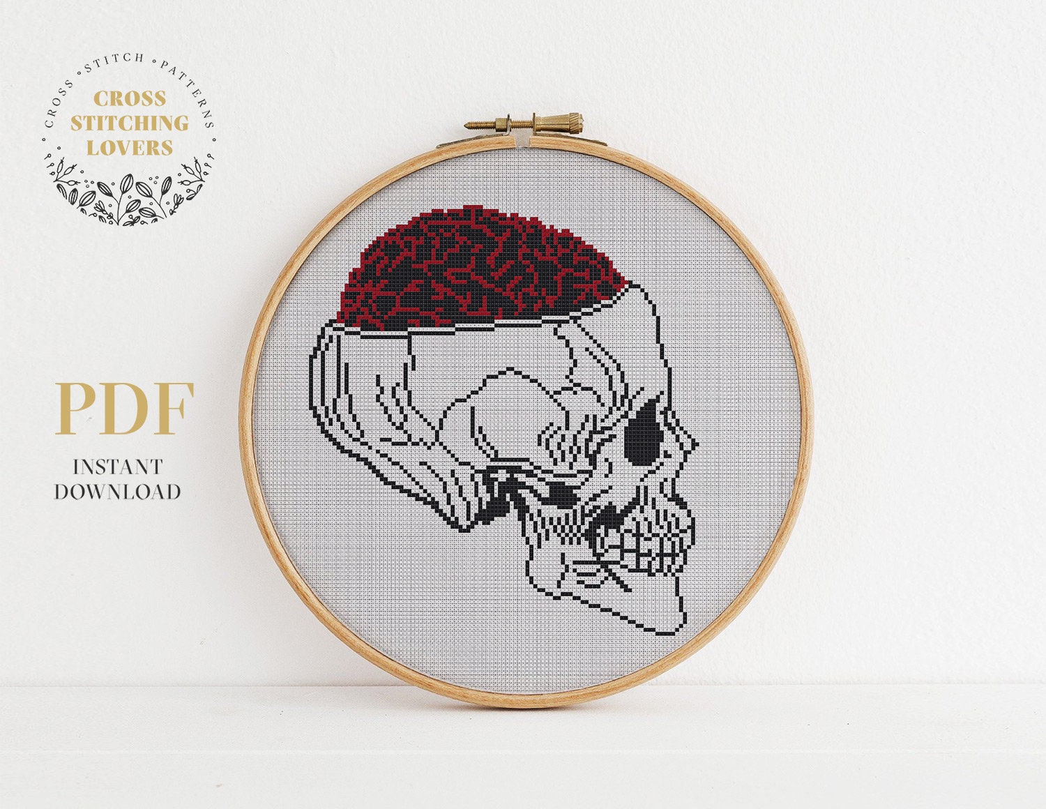 Skull cross stitch pattern human anatomy gothic theme | Etsy