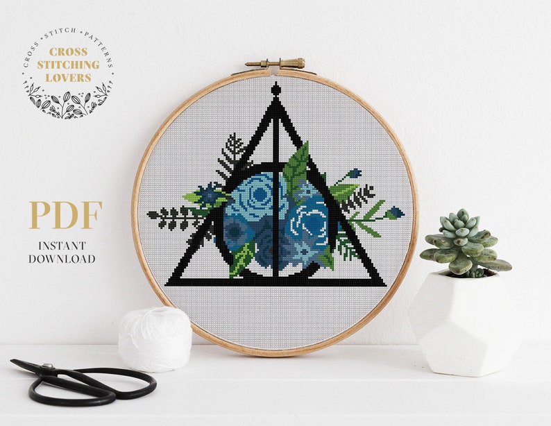 Magic symbol Cross Stitch Pattern home decor counted cross stitch instant download PDF, gift crossstitch wizard embroidery design