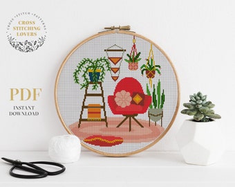 Fun cross stitch project, Cactus counted cross stitch, instant download PDF chart