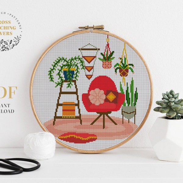 Fun cross stitch project, Cactus counted cross stitch, instant download PDF chart