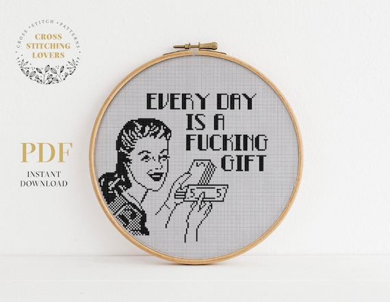 Vintage humor cross stitch, Sarcastic and snarky counted cross stitch pattern, PDF embroidery design, retro home decor, instant download