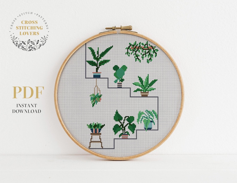 Plants cross stitch pattern Easy counted cross stitch PDF Etsy