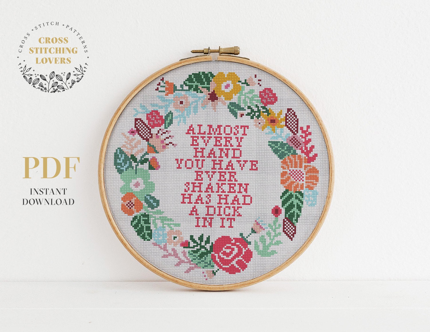 Subversive Cross Stitch, Embroidery Hoop Frame, Personalized