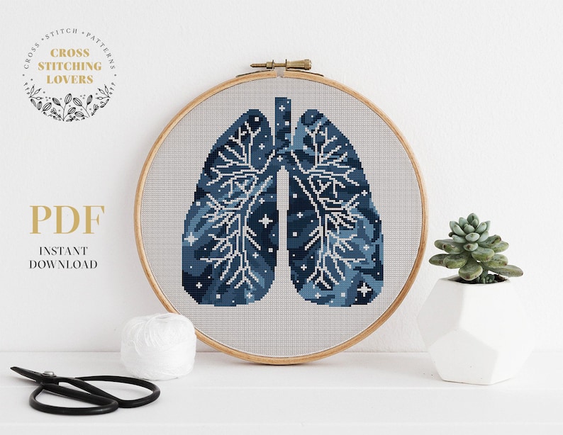 SET 4 Human anatomy cross stitch pattern, Modern counted cross stitch bundle, PDF pattern, embroidery design, instant download PDF chart image 6