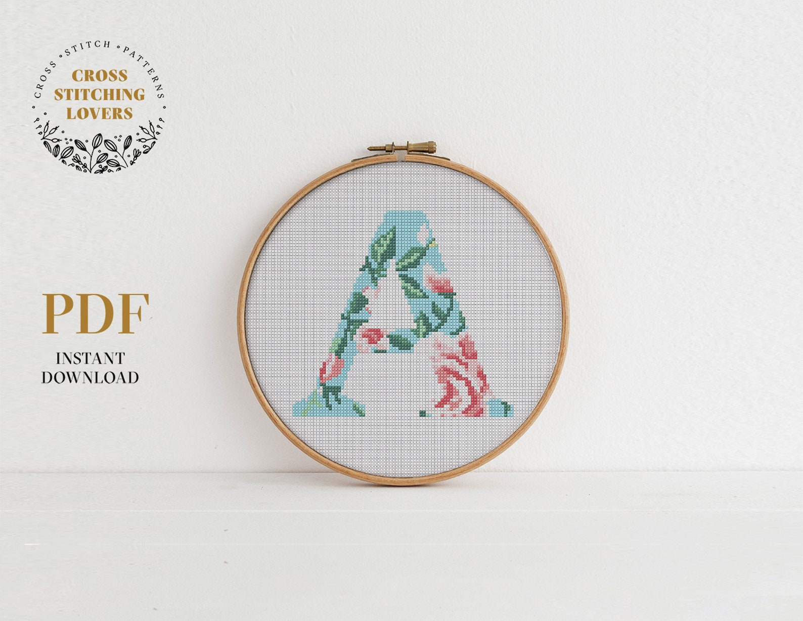 Letter A Cross Stitch Pattern Alphabet Cross Stitch Monogram Etsy
