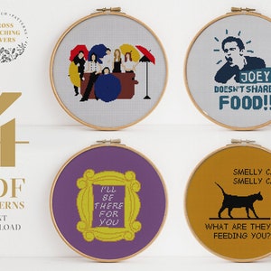 Friends cross stitch pattern bundle, Gift idea, counted cross stitch design, Friends fan art, Instant download PDF chart pattern