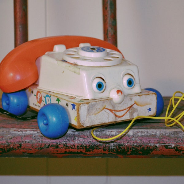 1961 Fisher Price Pull Chatter Phone Model 747 Pull Toy