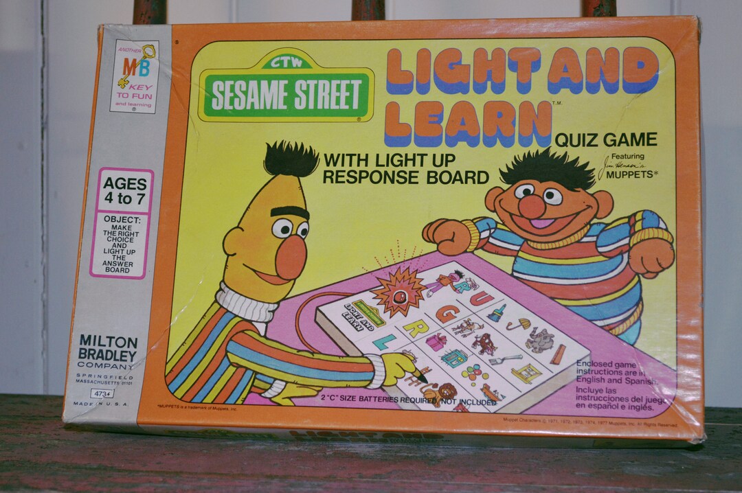 1977 Milton Bradley Sesame Street Light and Learn Board Game Etsy