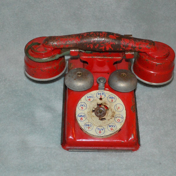 Vintage Metal Toy Rotary Telephone Voice Phone