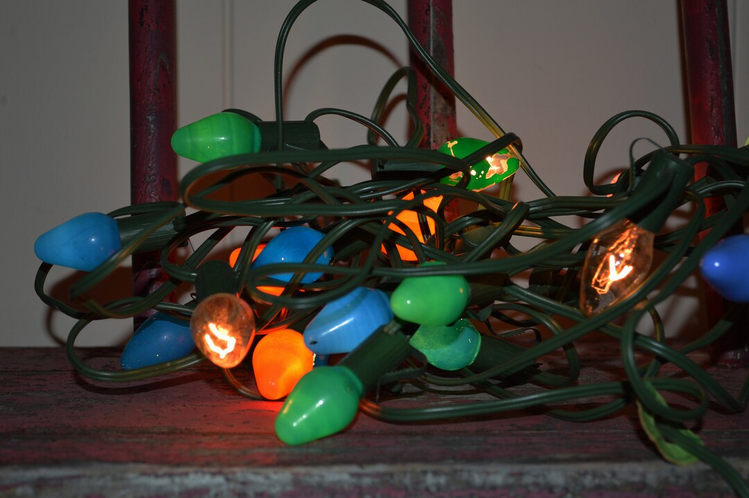 Vintage Christmas String Lights Multi Color Glass General Electric Etsy