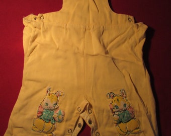 Vintage Yellow Baby Coverall with Bunny Appliques