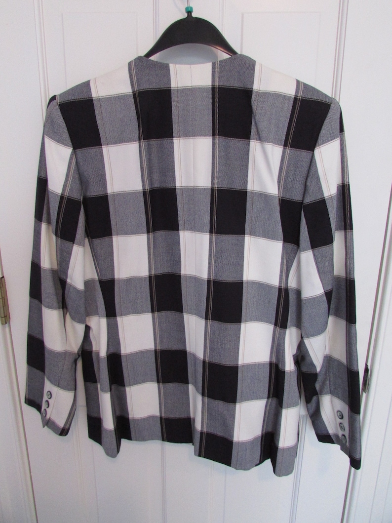 Vintage 1980s Black and White Checked Women/'s Pants Suit