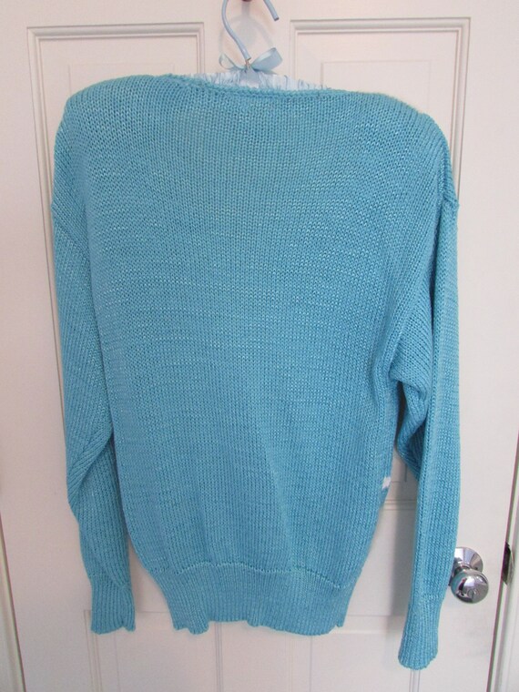 Color Block Light Blue and White Sweater - Vintag… - image 3