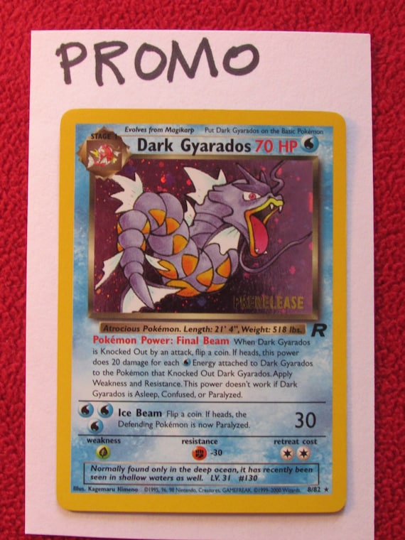 Dark Gyarados Holo RARE PRERELEASE Promo #8 - Etsy Dark Gyarados Holo RARE PRERELEASE Promo #8 - Etsy