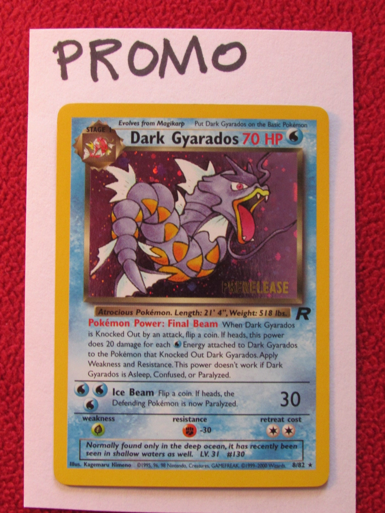 dark gyarados pokemon card value Dark Gyarados Holo RARE PRERELEASE Promo #8