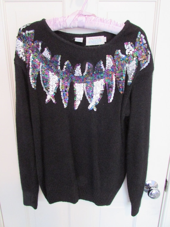 Sequined Silk/Angora Sweater - Vintage 1980s