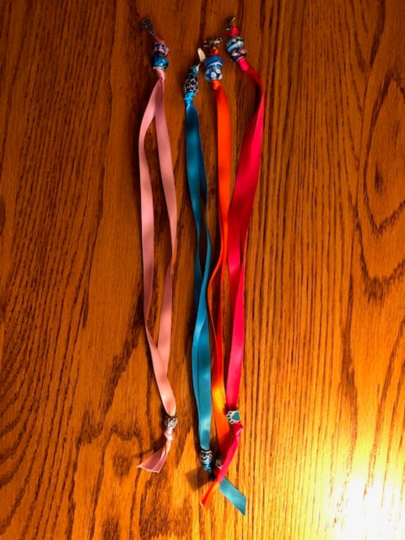 Fancy Beaded Ribbon Bookmarks With Charm set of 2 Etsy