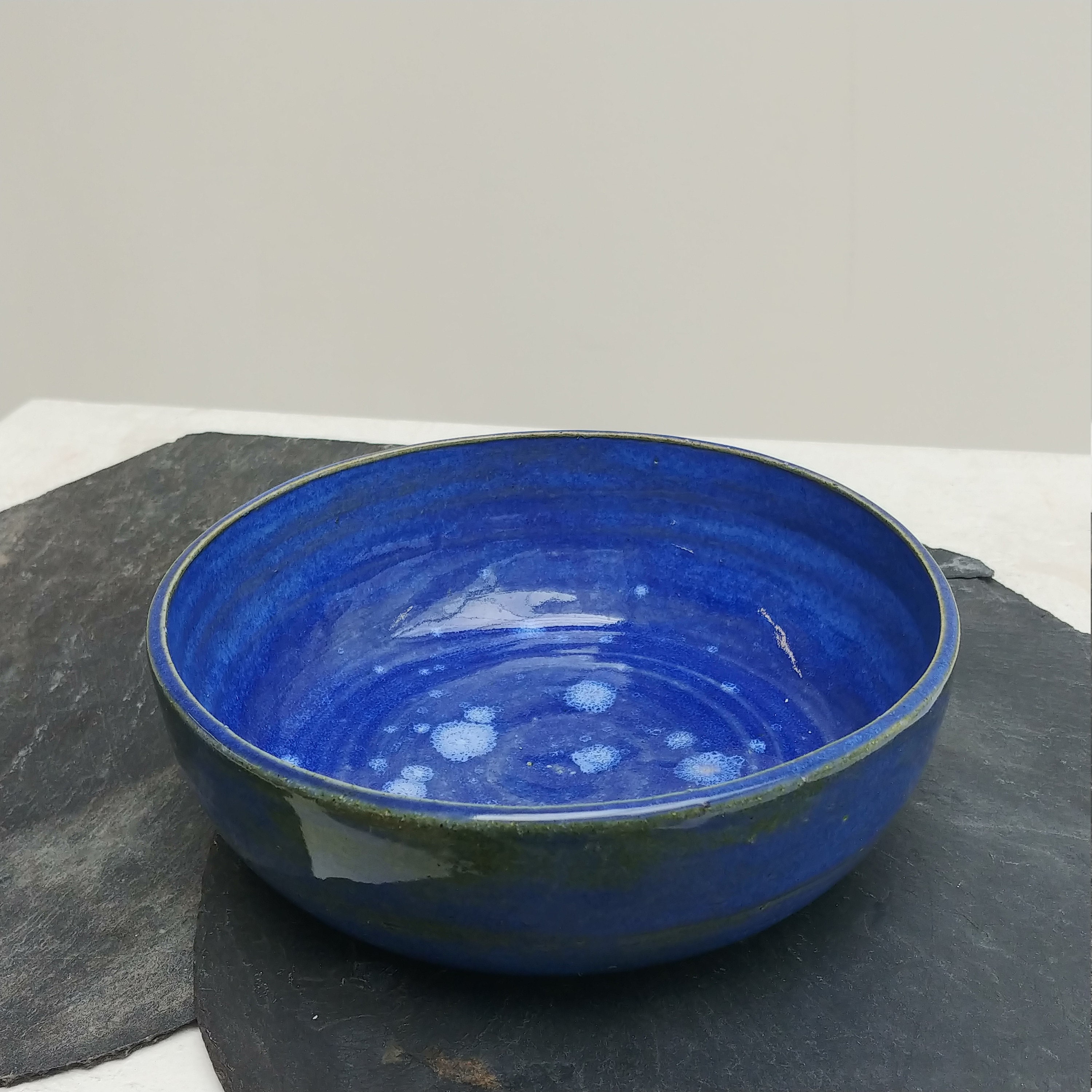 Indigo Blue Bowl. Breafast bowl. Salad bowl. UK Ceramics. Etsy