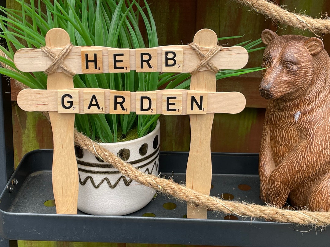 Wooden Scrabble Tile herb GARDEN Sign Etsy UK