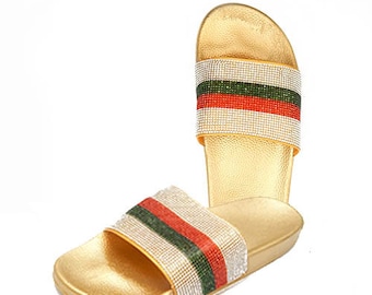 gucci gold flip flops