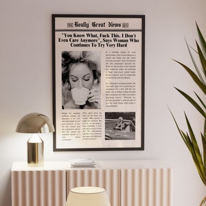 Trendy Newspapers Print, "You Know What..." Wall Art, Vintage Wall Art, Times News, Preppy Decor,Dorm decor,Bar Cart Wall Art