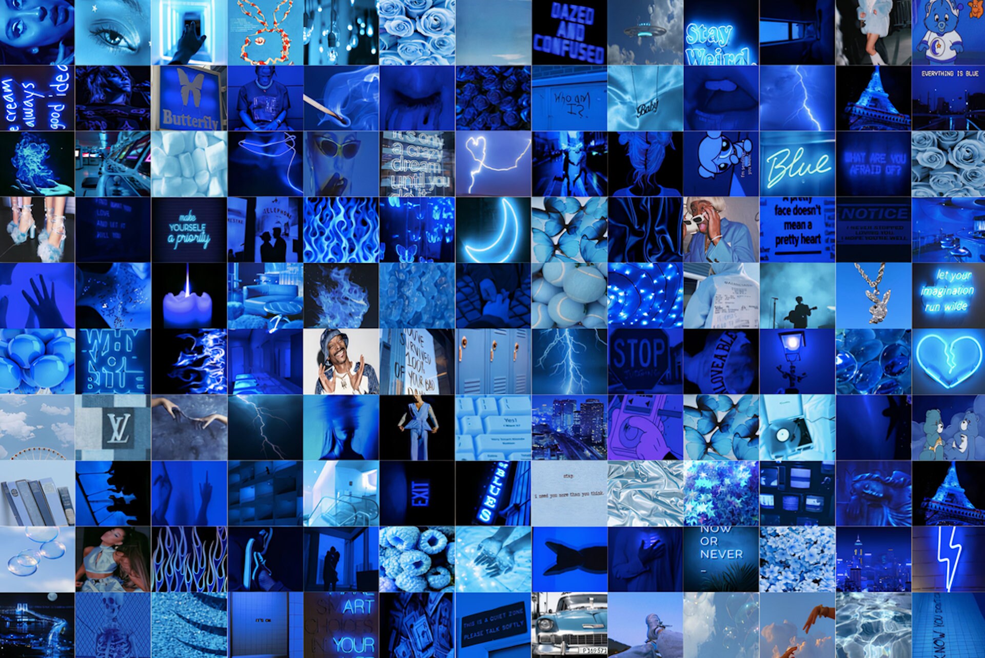 130 True Blue Wall Collage Kit Calm Royal Dark Baby Blues Etsy