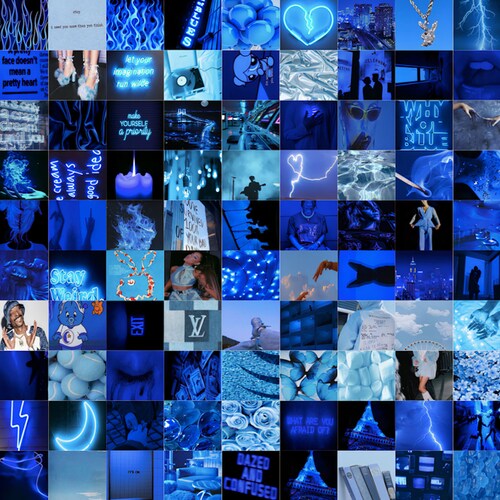 130 True Blue Wall Collage Kit Calm Royal Dark Baby Blues - Etsy