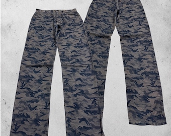 W29 Gray Camouflage Pants by CHIPIE Relaxed Fit Vintage Utility Style Jeans 29x33