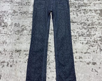 Vintage Roxy Monogram Graphic Bush Pants Y2K Low Rise Slim fit Denim Size 32x31