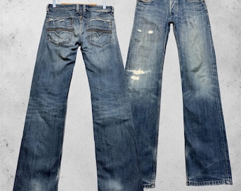 Vintage Diesel Safado Straight Fit Y2K distressed blauwe denim jeans, maat W29x31