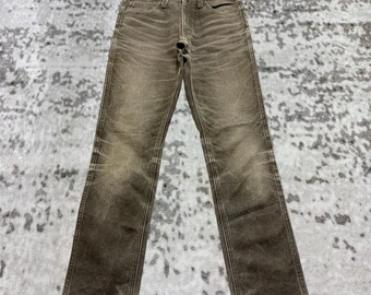 Jeans vintage Johnbull Y2K in denim effetto invecchiato, vestibilità dritta, lavaggio effetto consumato, stile streetwear giapponese, taglia 28x29