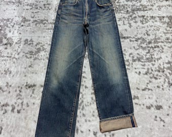 Vintage Edwin 505 Selvedge Japanese Denim Jeans Claw Mark Fade Distressed Size 29x32