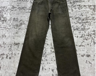 Pantalones rectos holgados de lana verde vintage de Marithe Francois Girbaud, diseño de archivo, talla W31x30 para hombre.