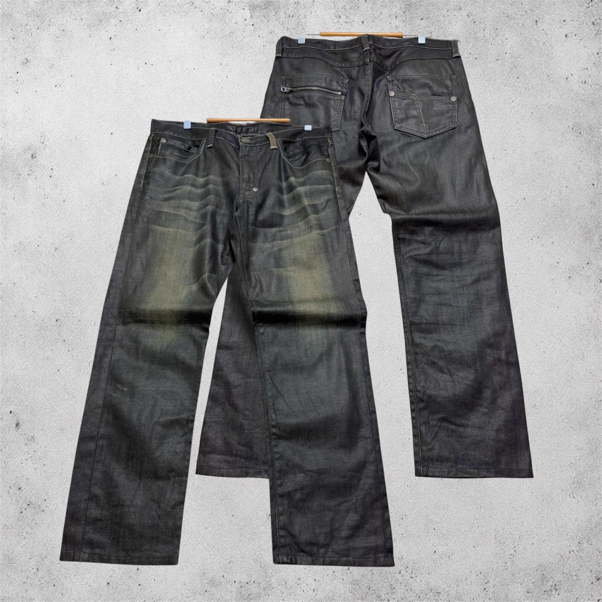 Mens Black Coated Jeans - Etsy