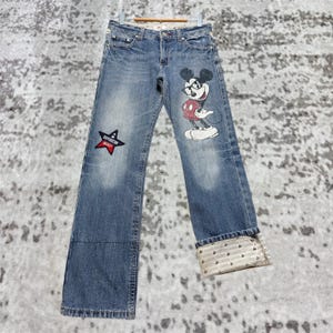 Vintage Disney Mickey And Minnie Mouse Patches Jeans 90s Graphic Denim Size W30x30
